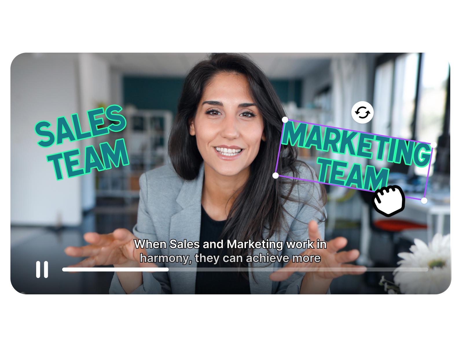 Video template with dynamic text elements to highlight key moments and customizable screen content.